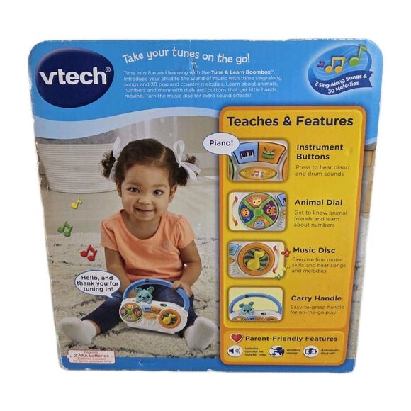 VTech TUNE & LEARN BOOMBOX 90+ Songs Sounds Music Player Tunes 6-36 Months NEW - Picture 3 of 3
